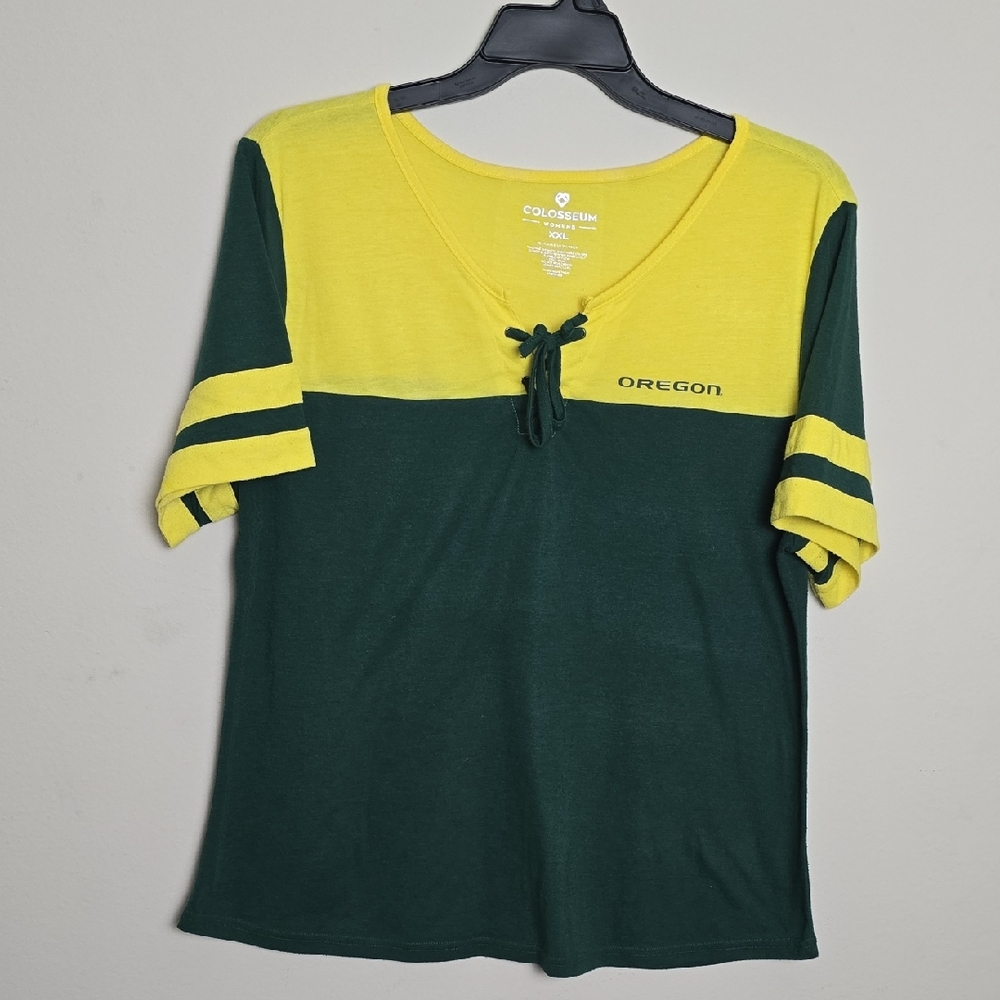 Women Green and Yellow Oregon T-Shirt